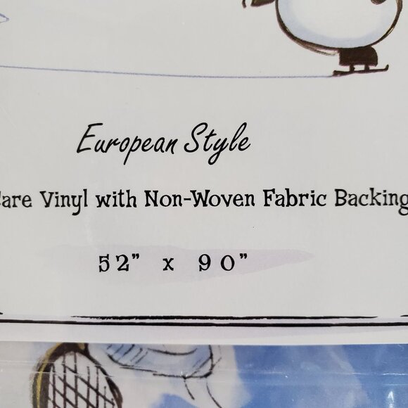 Vinyl Snowman Tablecloth 52" x 90" Oblong Christmas Holiday Blue Fabric Backing - Picture 2 of 6